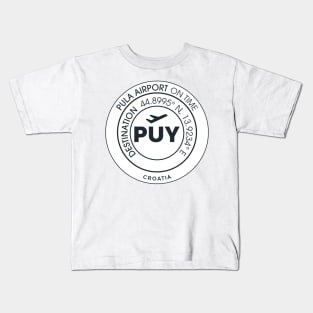 Airport code PUY PULA Kids T-Shirt